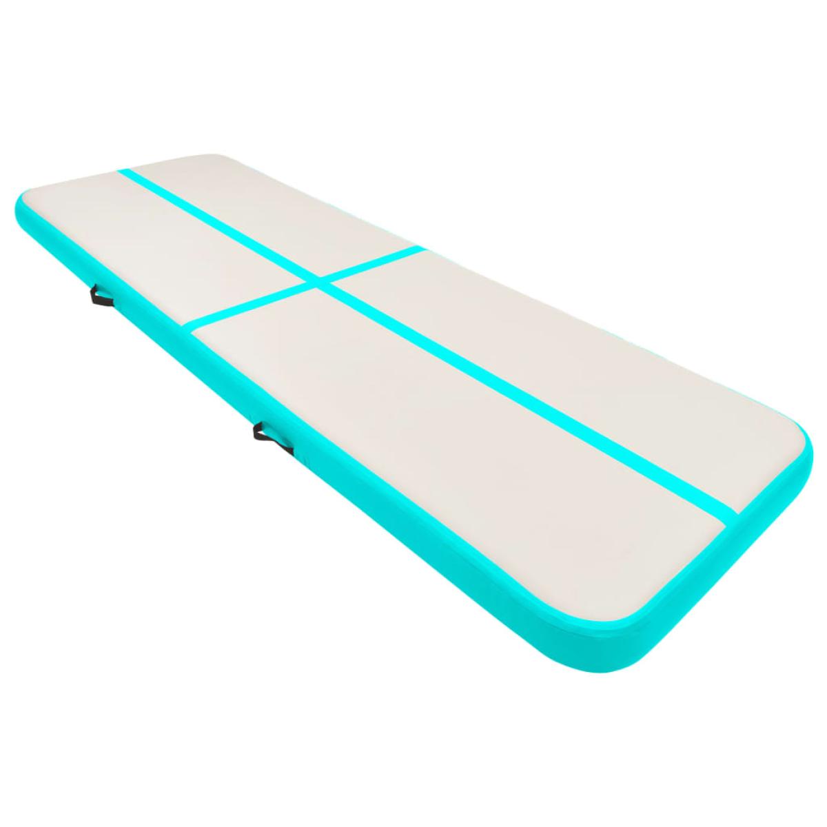 Esterilla inflable de gimnasia y bomba PVC verde 500x100x15 cm
