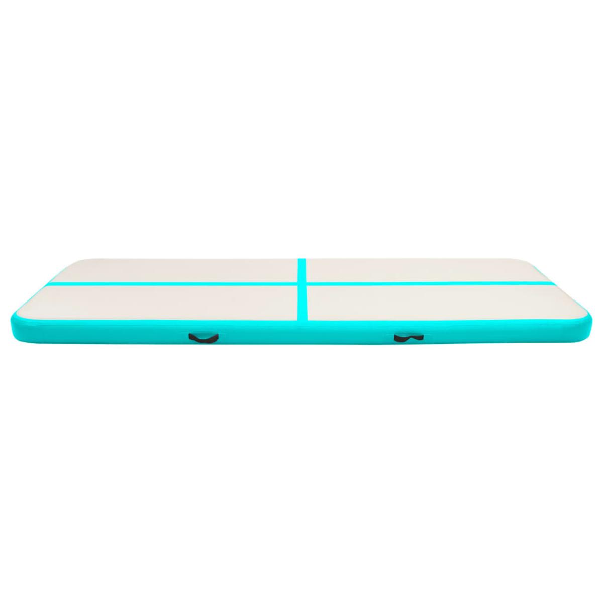 Esterilla inflable de gimnasia y bomba PVC verde 500x100x15 cm