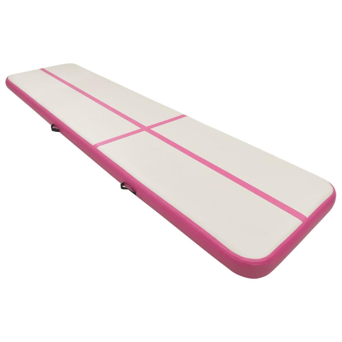 Esterilla inflable de gimnasia con bomba PVC rosa 700x100x15 cm