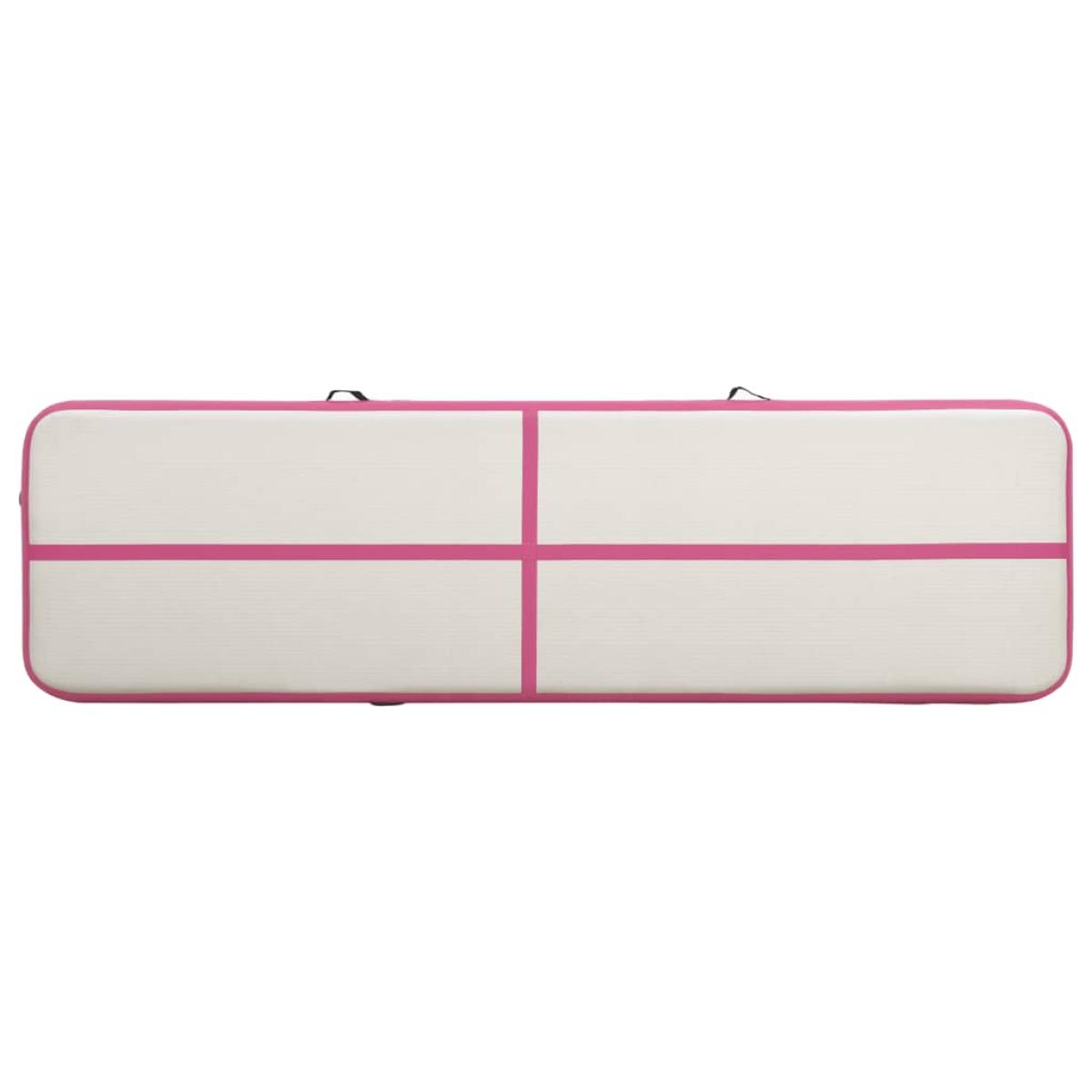 Esterilla inflable de gimnasia con bomba PVC rosa 700x100x15 cm