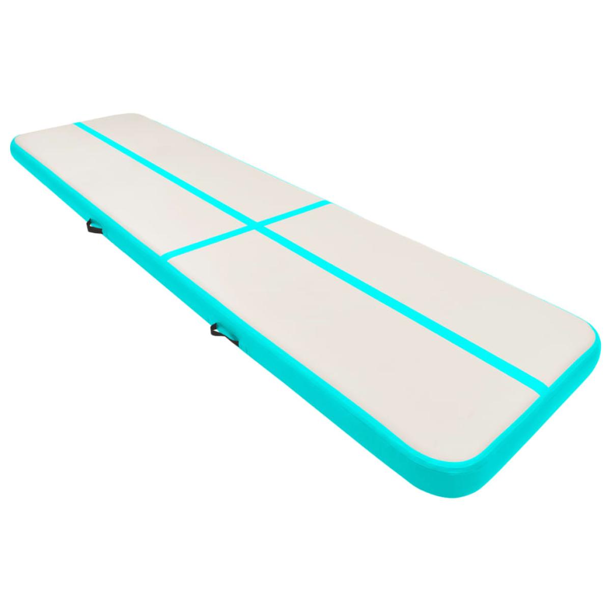 Esterilla inflable de gimnasia y bomba PVC verde 800x100x15 cm