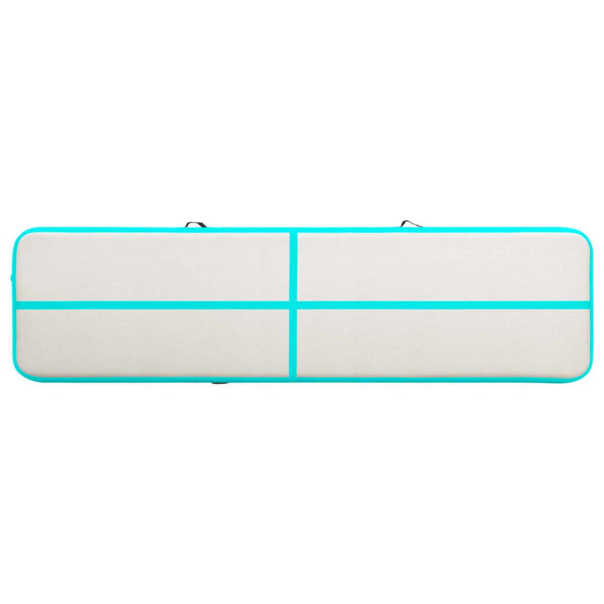 Esterilla inflable de gimnasia y bomba PVC verde 800x100x15 cm