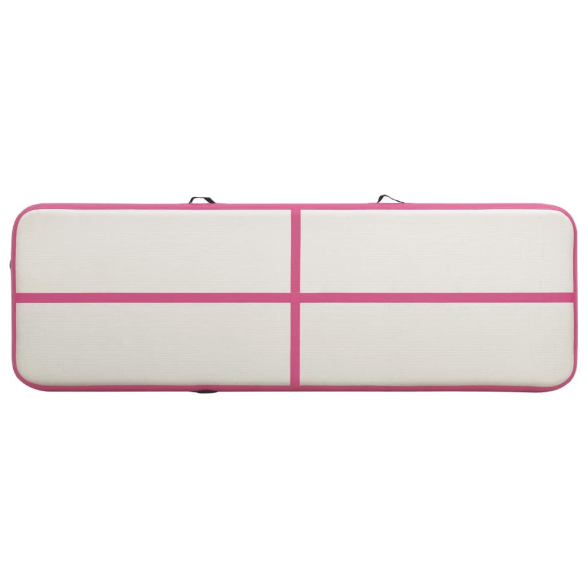 Esterilla inflable de gimnasia con bomba PVC rosa 400x100x20 cm