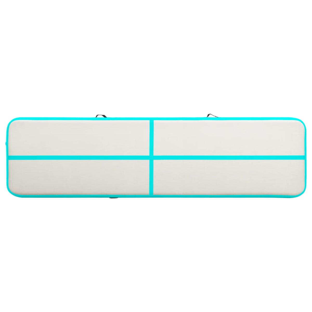 Esterilla inflable de gimnasia y bomba PVC verde 600x100x20 cm