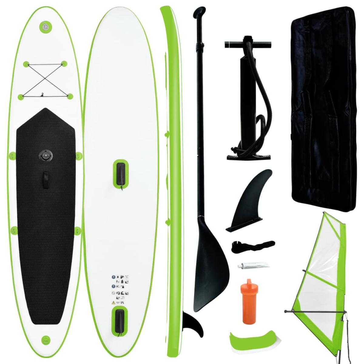 Tabla de paddle surf hinchable con set de vela verde y blanco