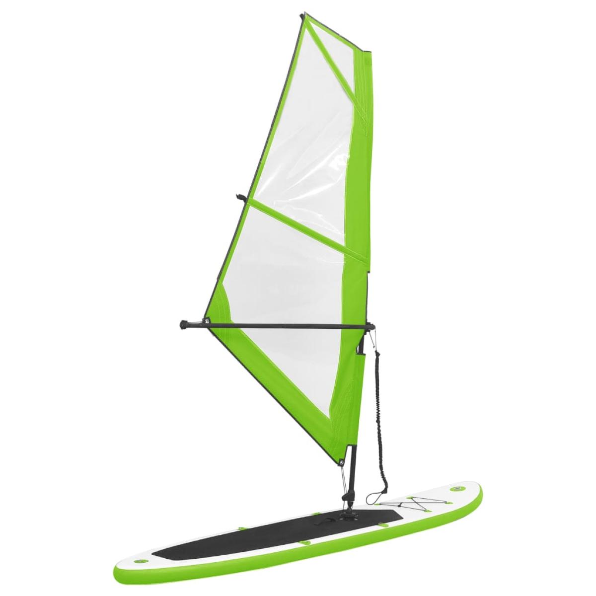 Tabla de paddle surf hinchable con set de vela verde y blanco