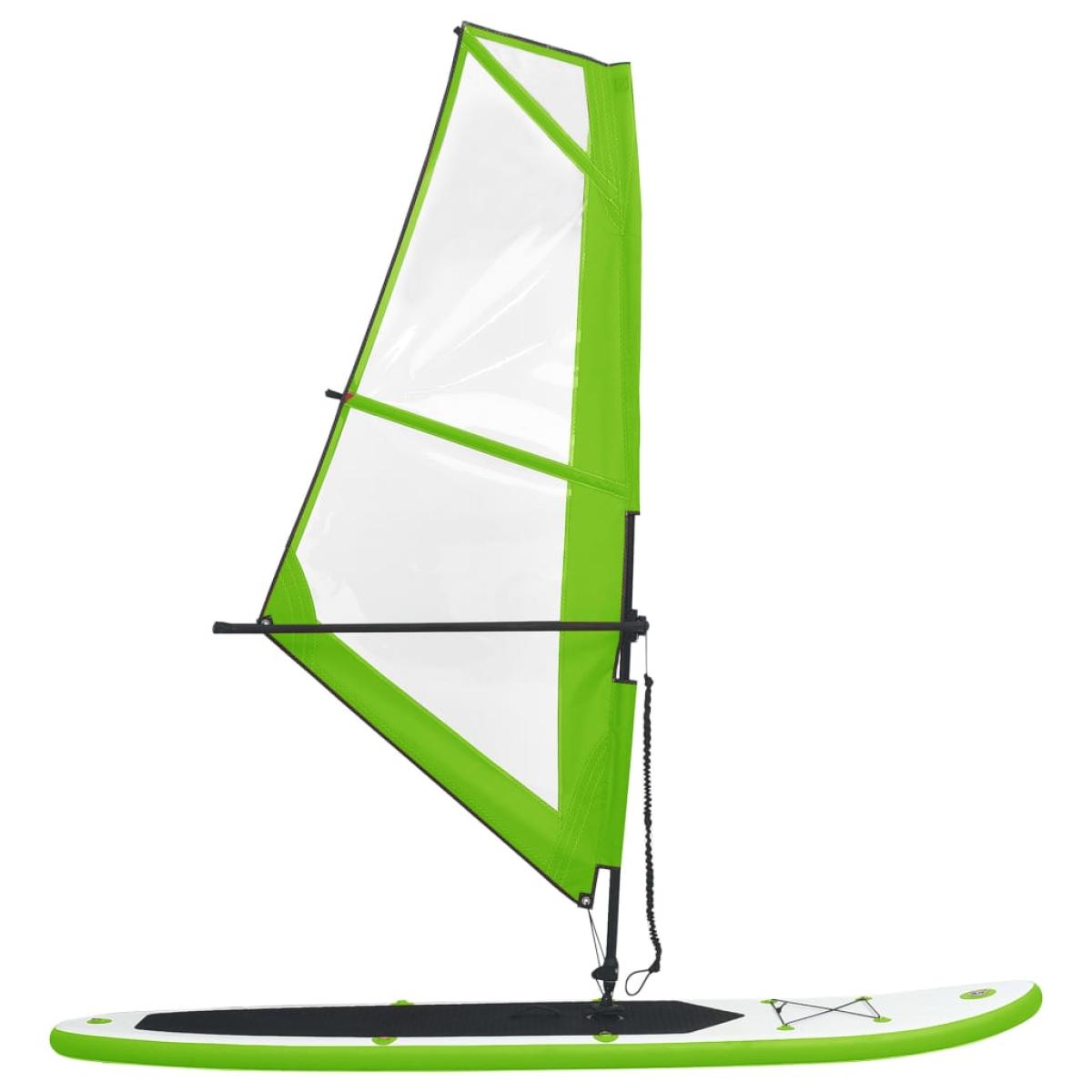 Tabla de paddle surf hinchable con set de vela verde y blanco