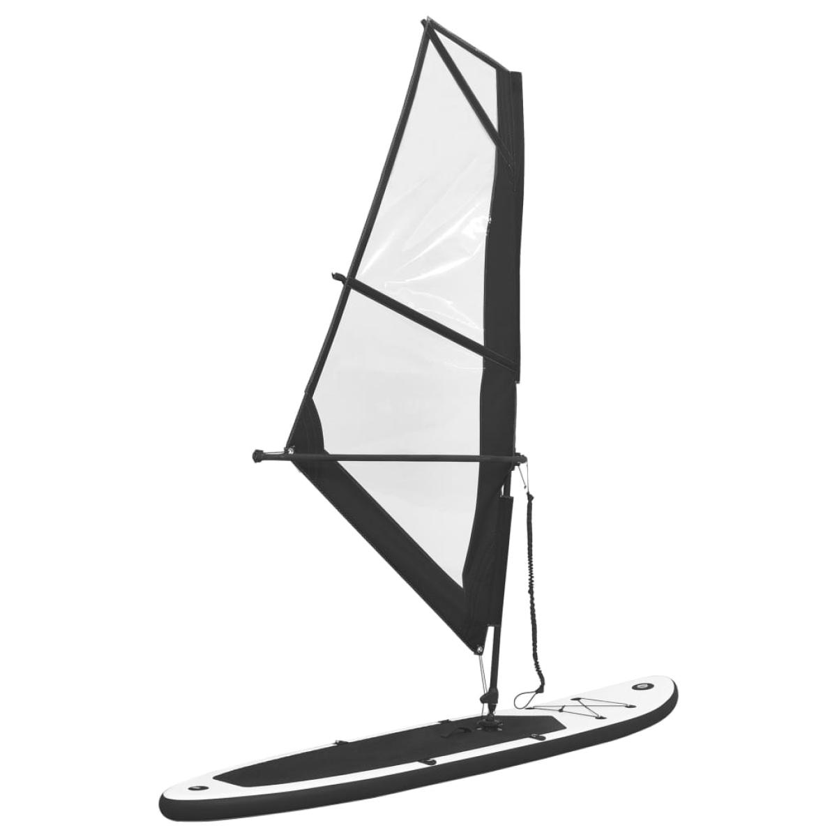 Tabla de paddle surf hinchable con set de vela negro y blanco