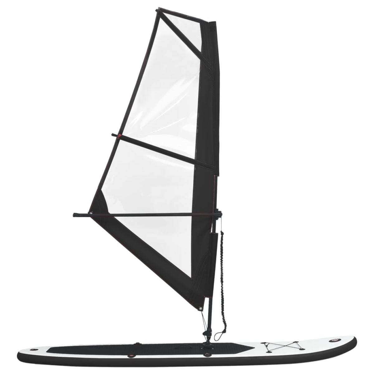Tabla de paddle surf hinchable con set de vela negro y blanco