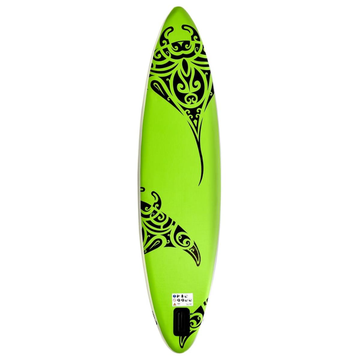 Juego de tabla de paddle surf hinchable verde 320x76x15 cm