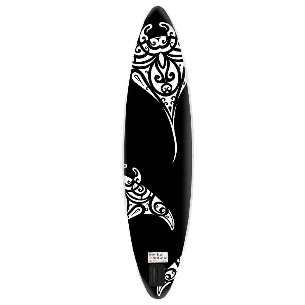 Juego de tabla de paddle surf hinchable negro 305x76x15 cm