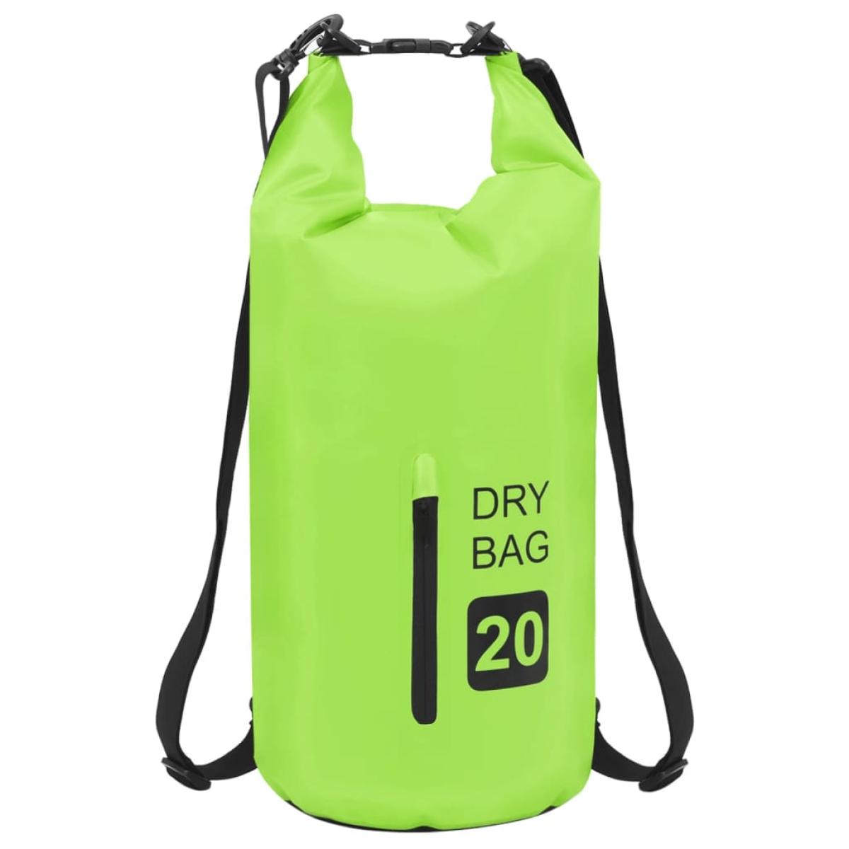 Bolso acuático impermeable con cremallera PVC verde 20 L