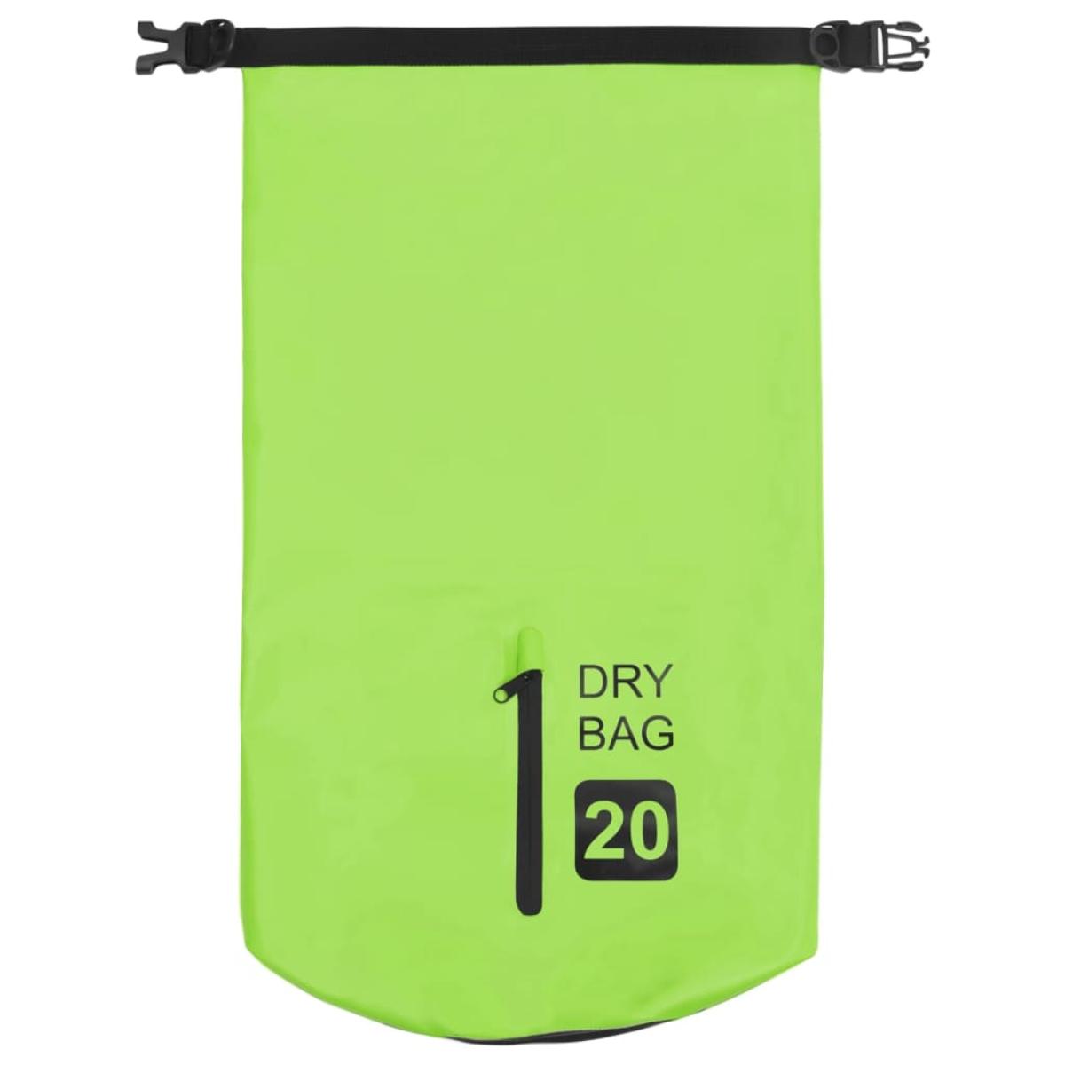 Bolso acuático impermeable con cremallera PVC verde 20 L