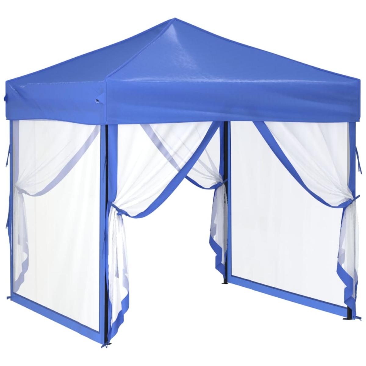 Carpa para fiestas plegable con paredes laterales azul 2x2 m