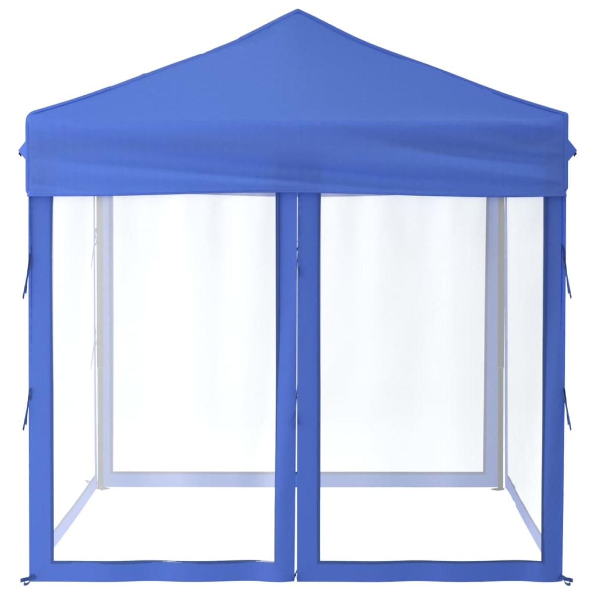 Carpa para fiestas plegable con paredes laterales azul 2x2 m