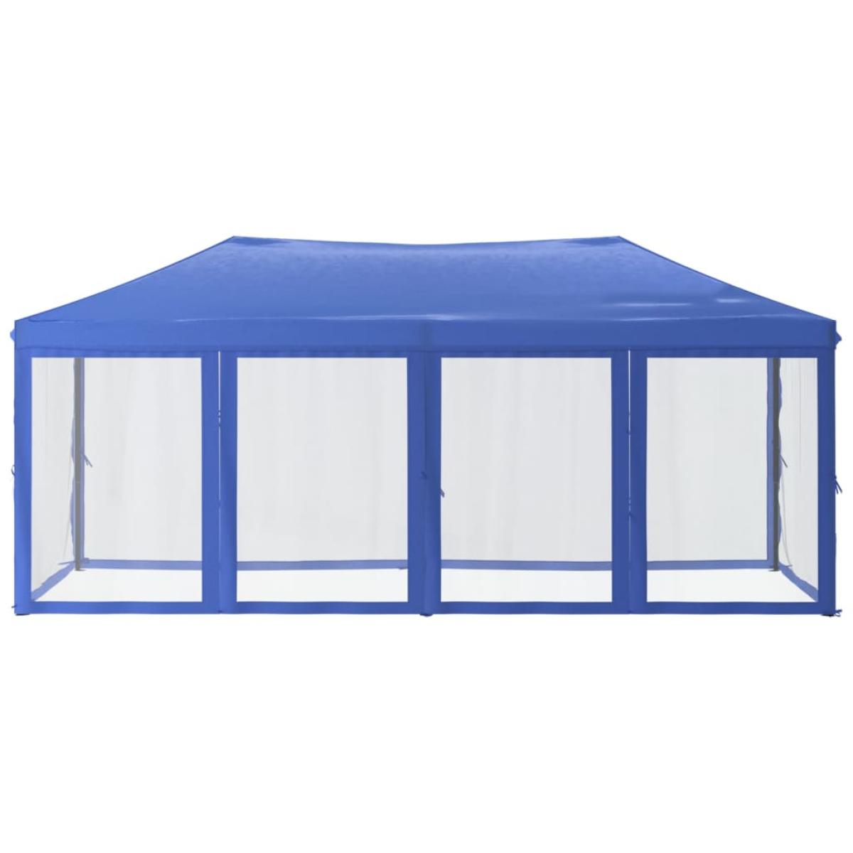 Carpa para fiestas plegable con paredes laterales azul 3x6 m
