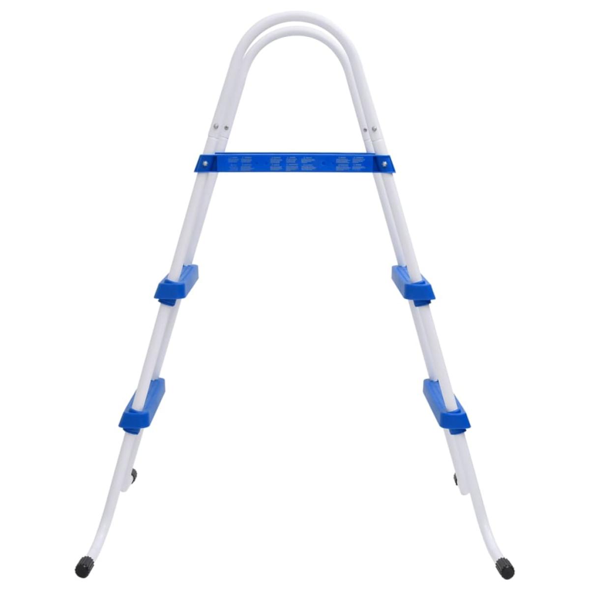 Escalera para piscina acero azul y blanco 84 cm