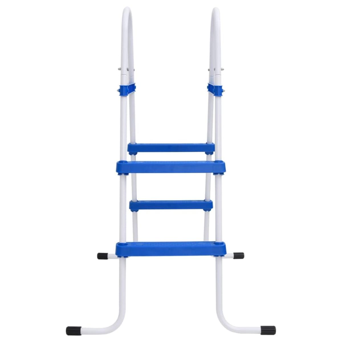 Escalera para piscina acero azul y blanco 84 cm