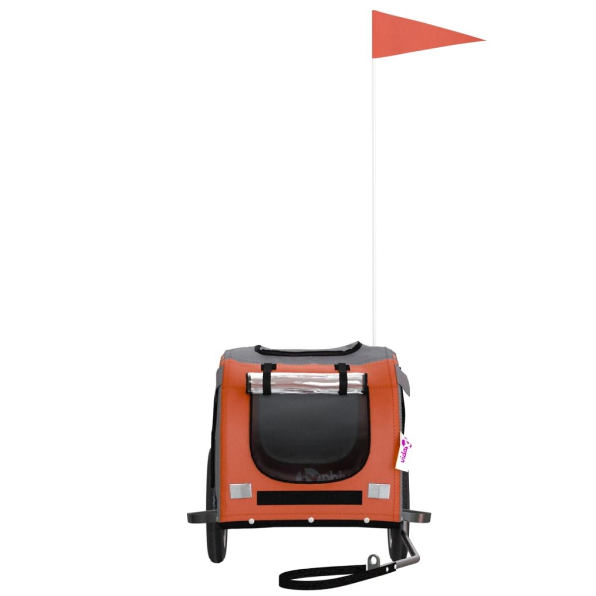 Remolque bicicleta para perros hierro tela Oxford naranja gris