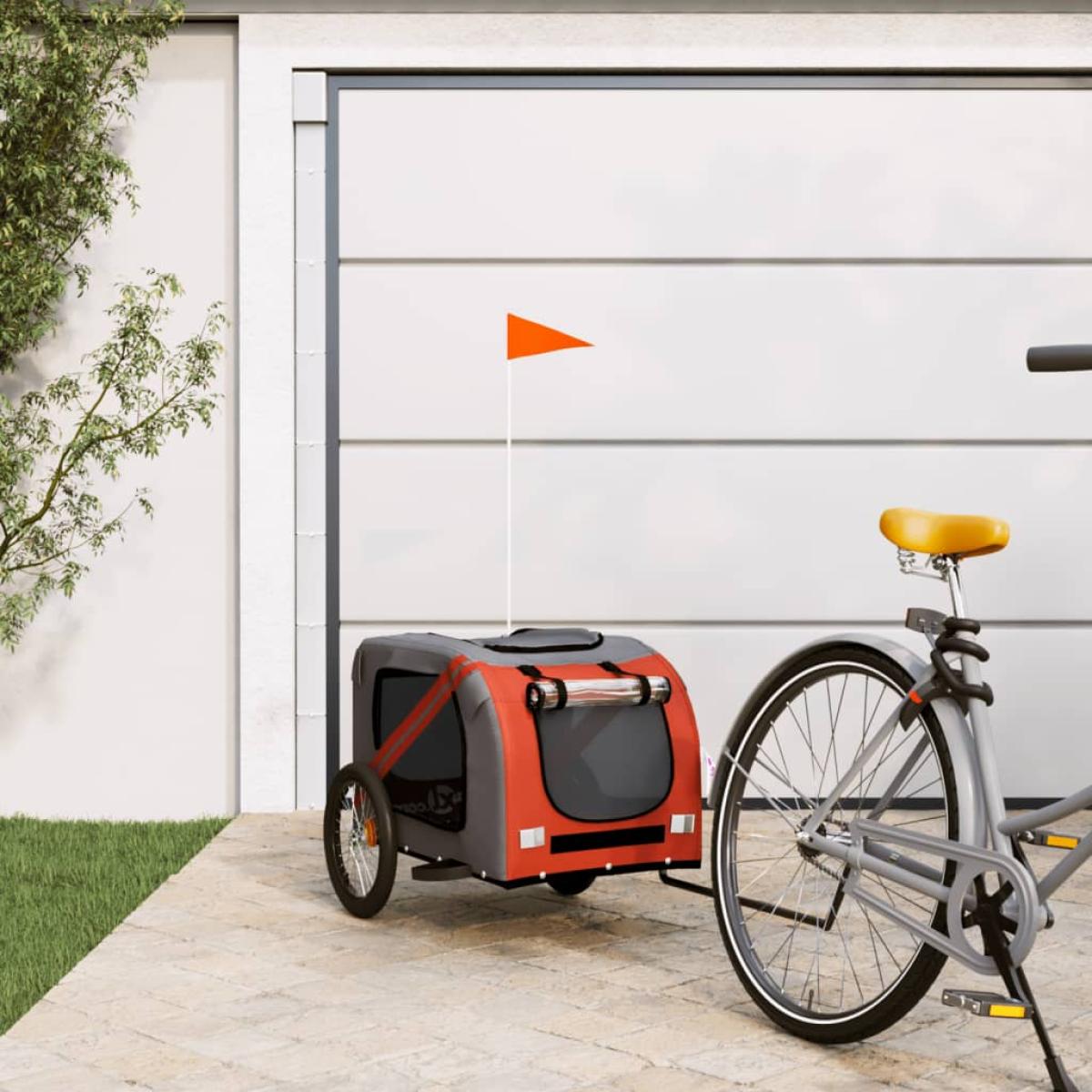 Remolque bicicleta para perros hierro tela Oxford naranja negro