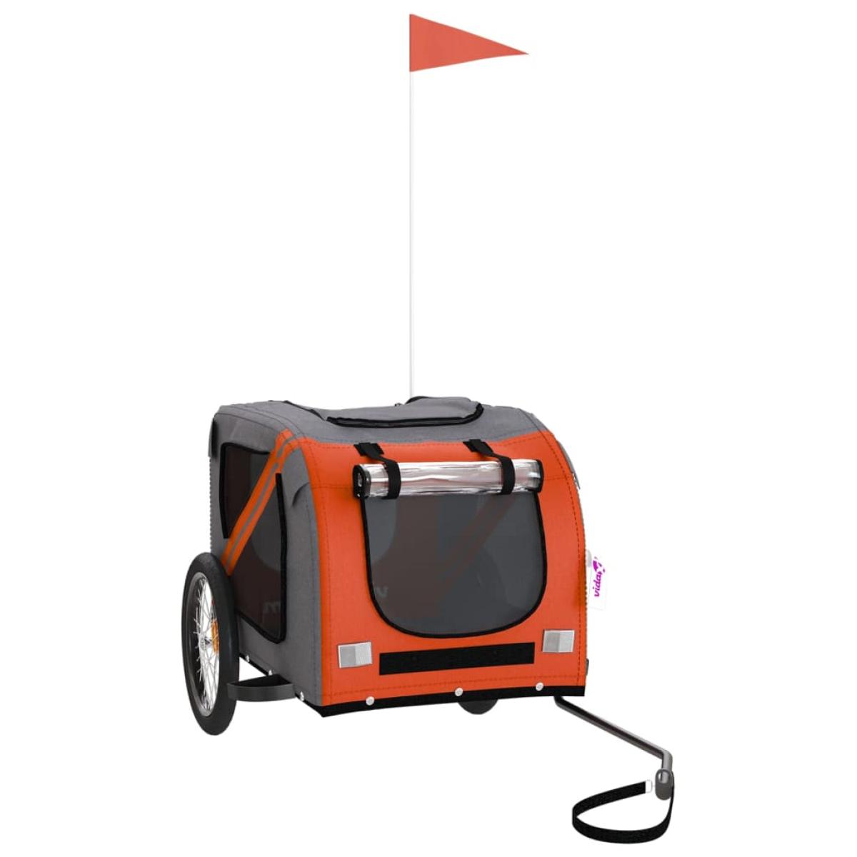 Remolque bicicleta para perros hierro tela Oxford naranja negro