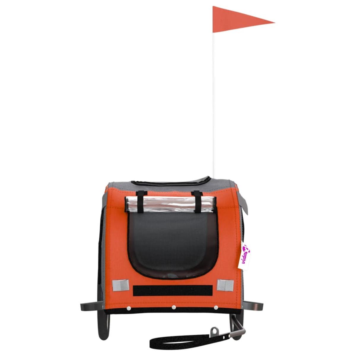 Remolque bicicleta para perros hierro tela Oxford naranja negro