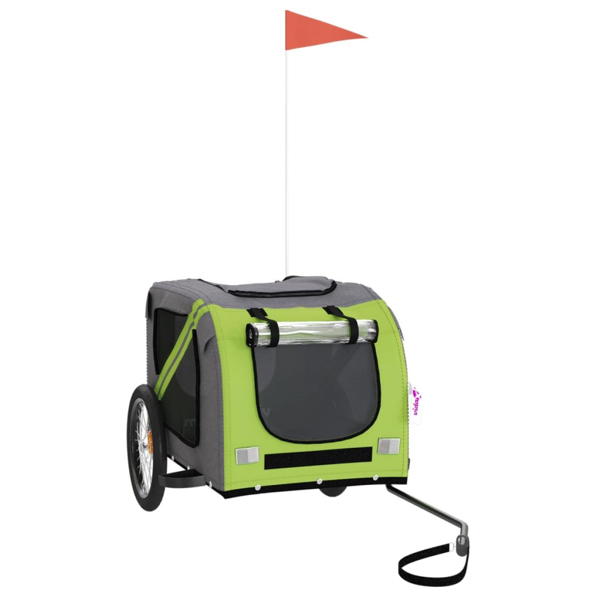 Remolque de bicicleta para perros hierro tela Oxford verde gris