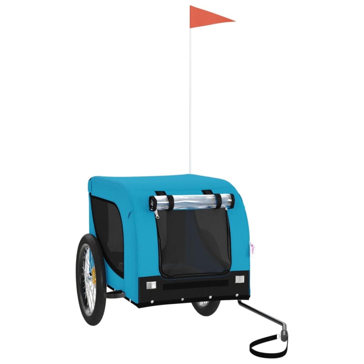 Remolque de bicicleta para perros hierro tela Oxford azul negro