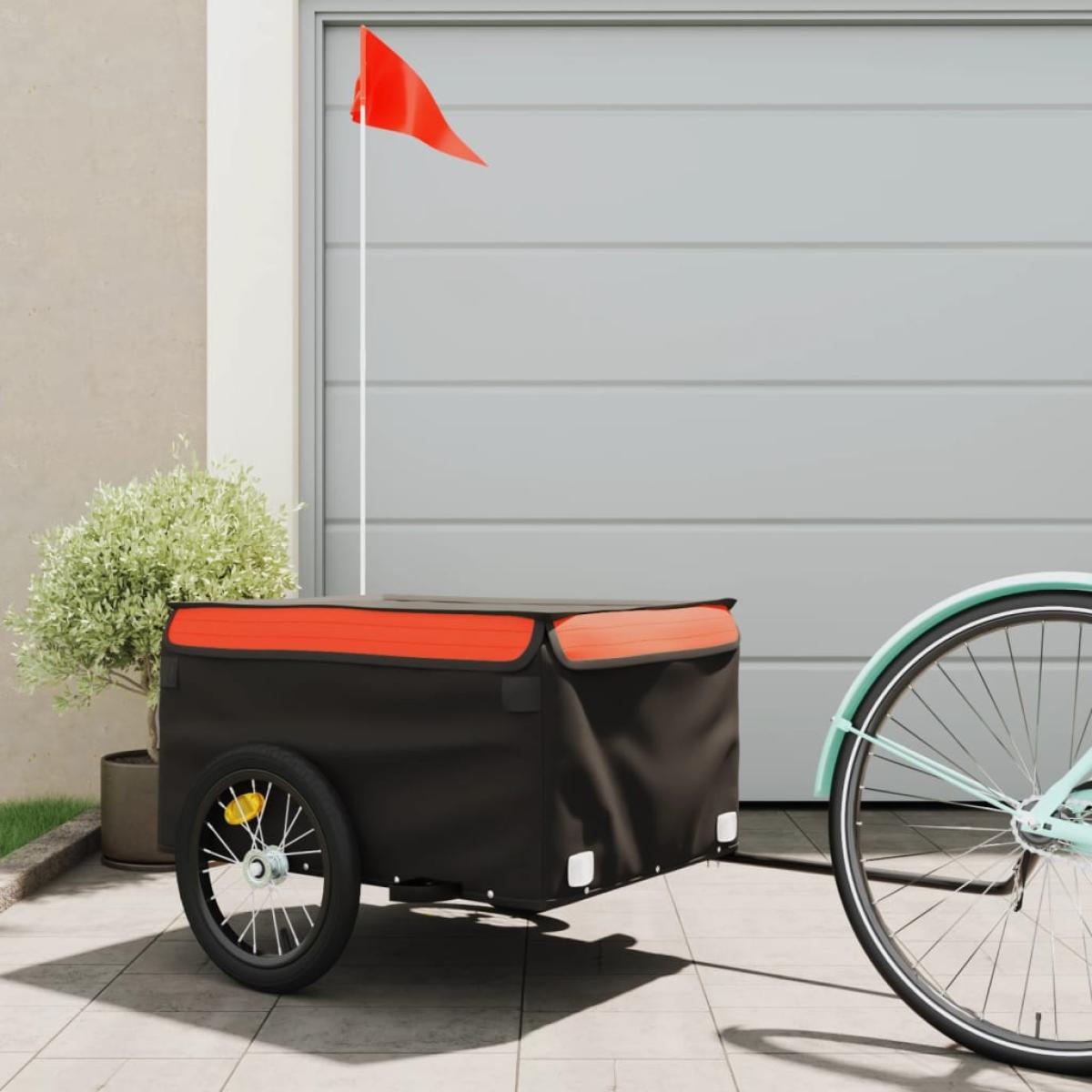 Remolque de carga para bicicleta hierro negro y naranja 45 kg