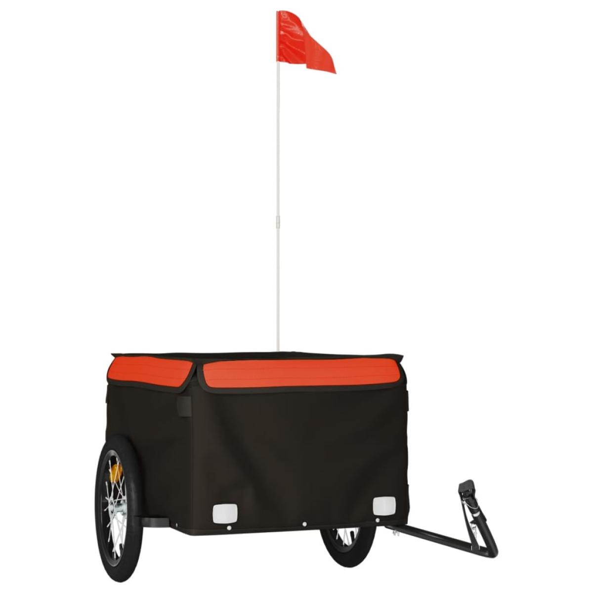 Remolque de carga para bicicleta hierro negro y naranja 45 kg