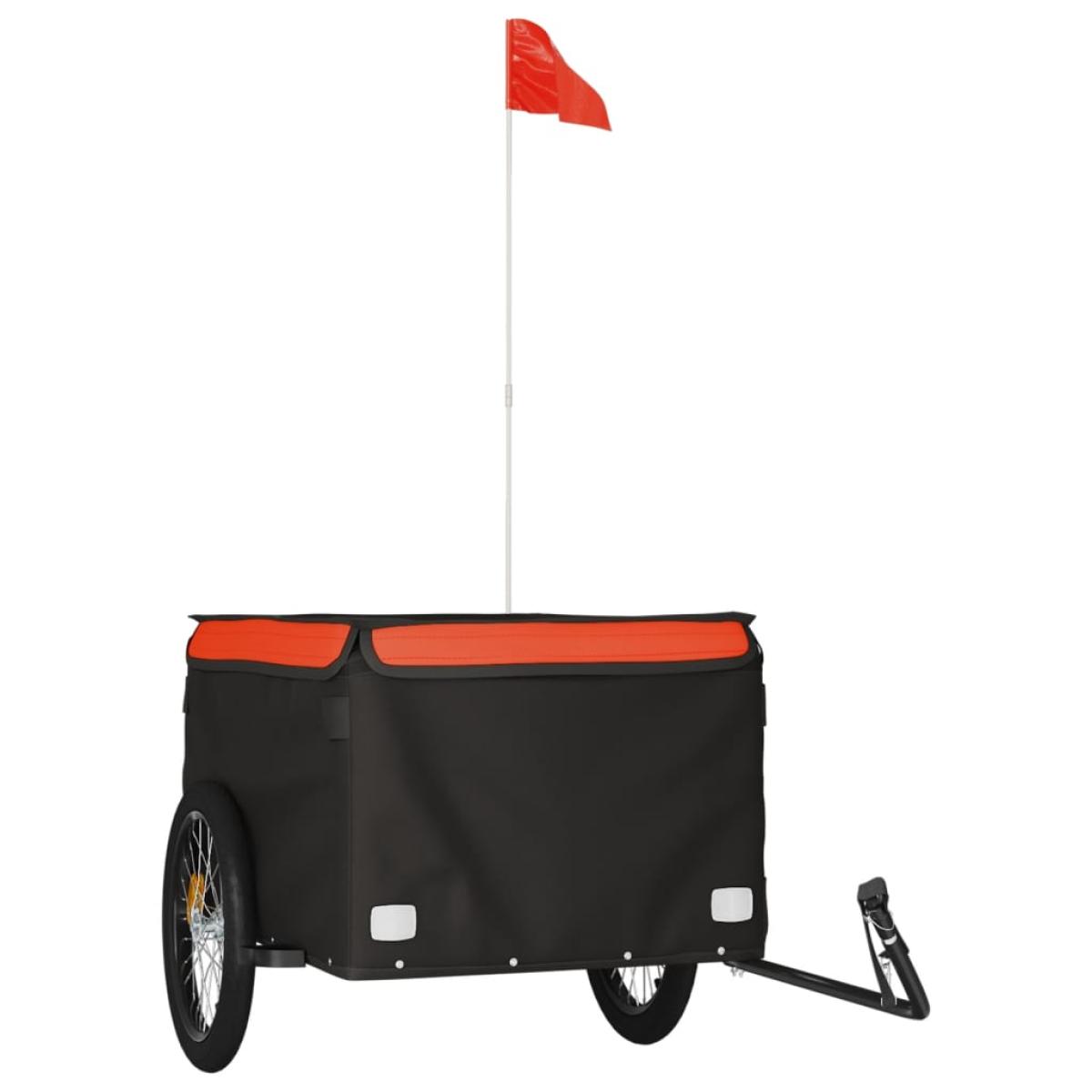 Remolque de carga para bicicleta hierro negro y naranja 45 kg