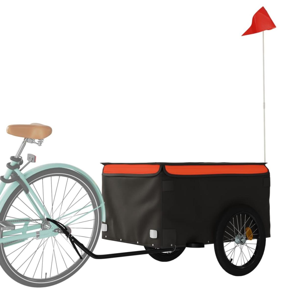 Remolque de carga para bicicleta hierro negro y naranja 45 kg