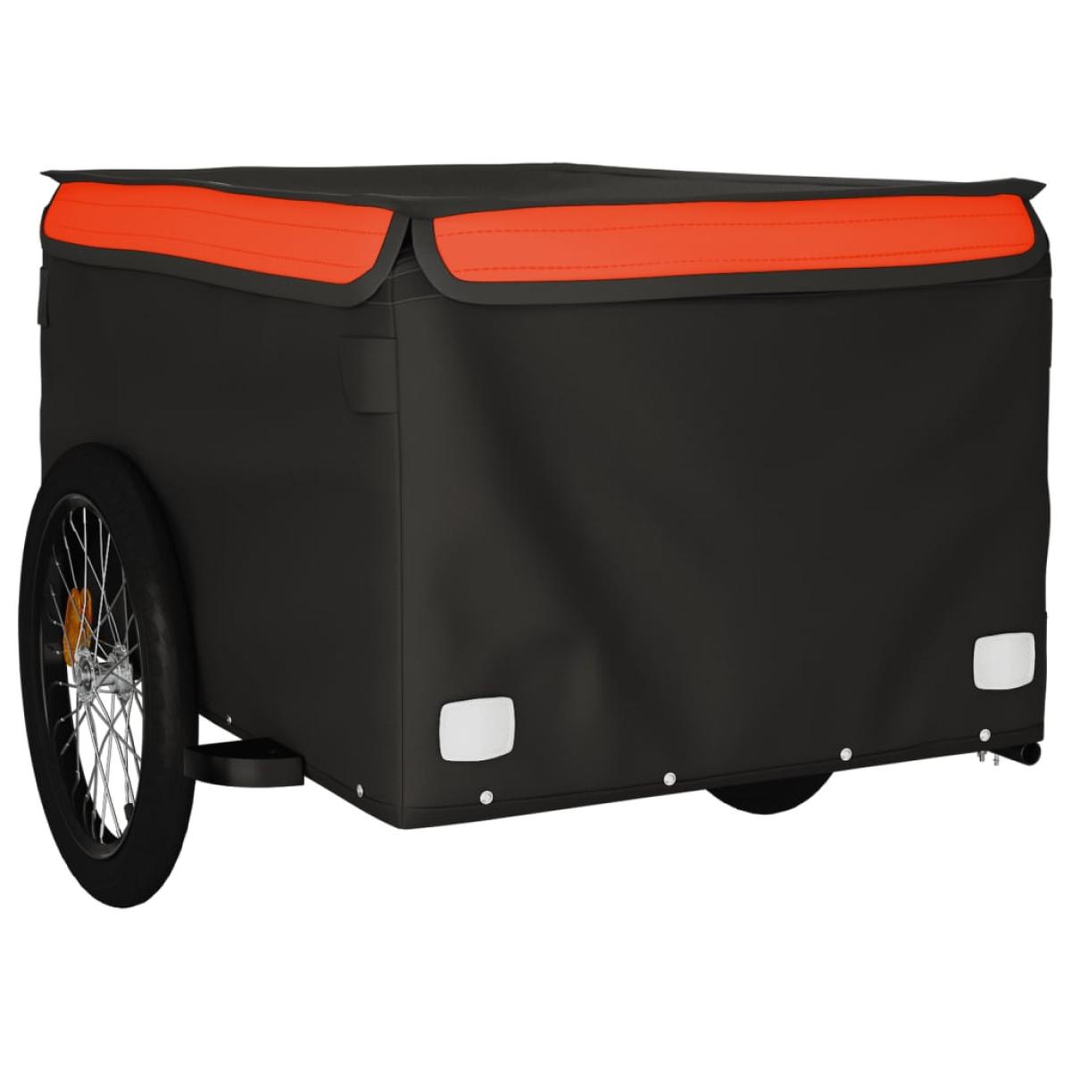 Remolque de carga para bicicleta hierro negro y naranja 45 kg