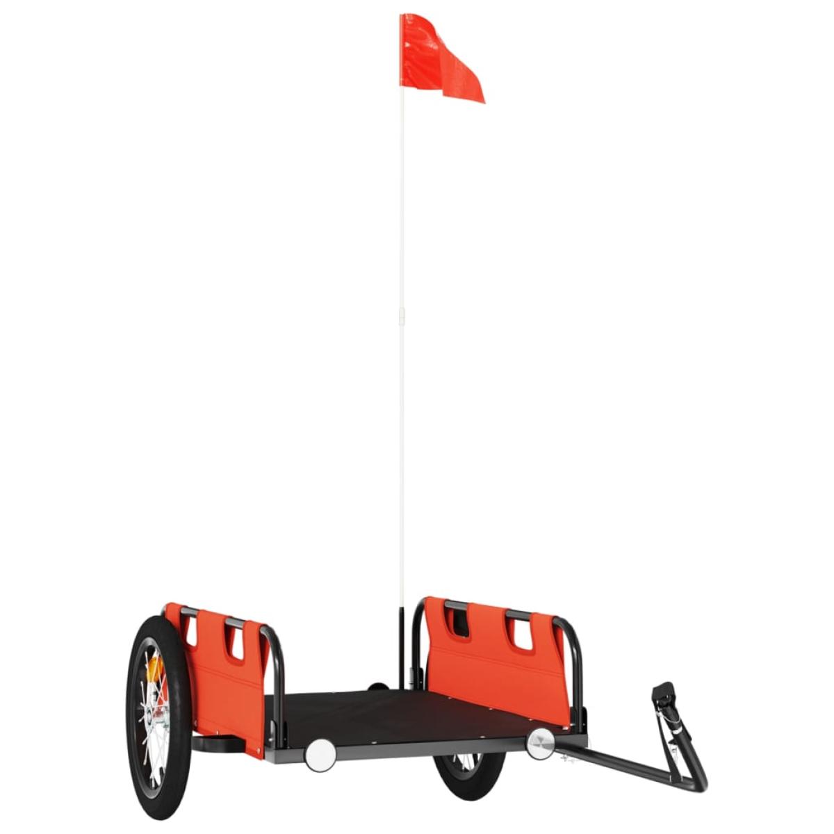 Remolque de carga para bicicleta hierro y tela Oxford naranja