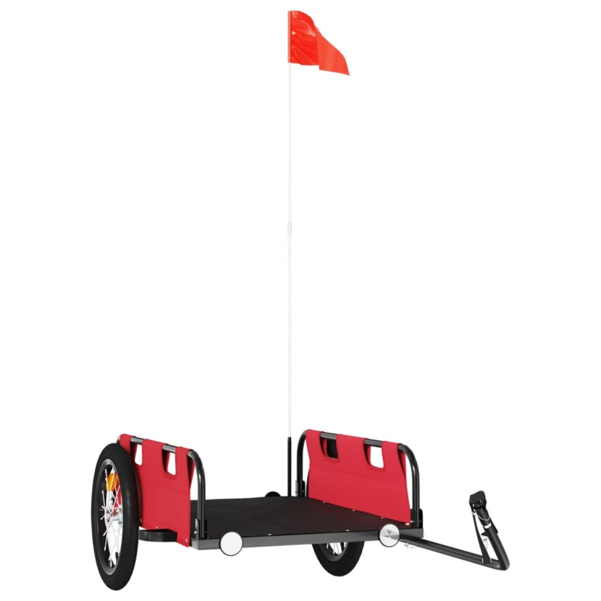 Remolque de carga para bicicleta hierro y tela Oxford rojo