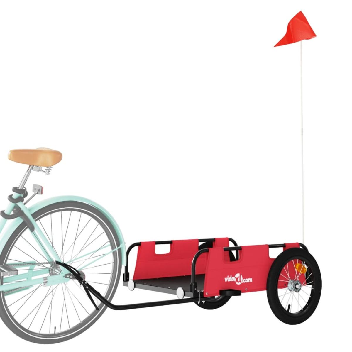 Remolque de carga para bicicleta hierro y tela Oxford rojo