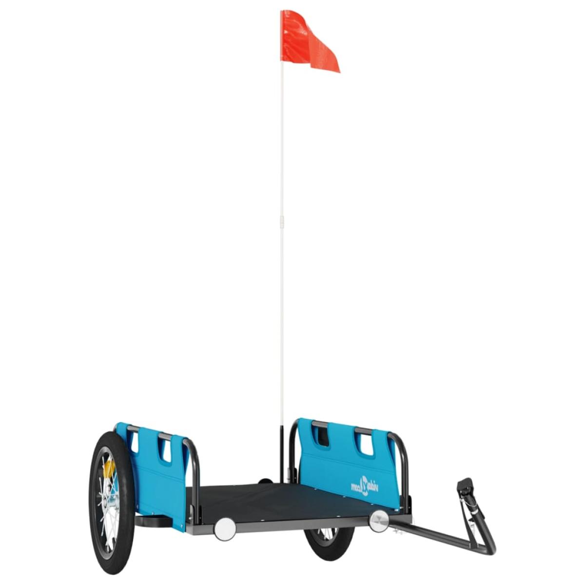 Remolque de carga para bicicleta hierro y tela Oxford azul
