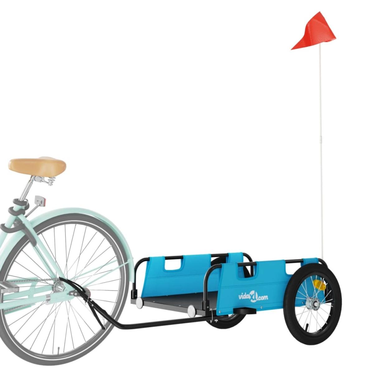 Remolque de carga para bicicleta hierro y tela Oxford azul