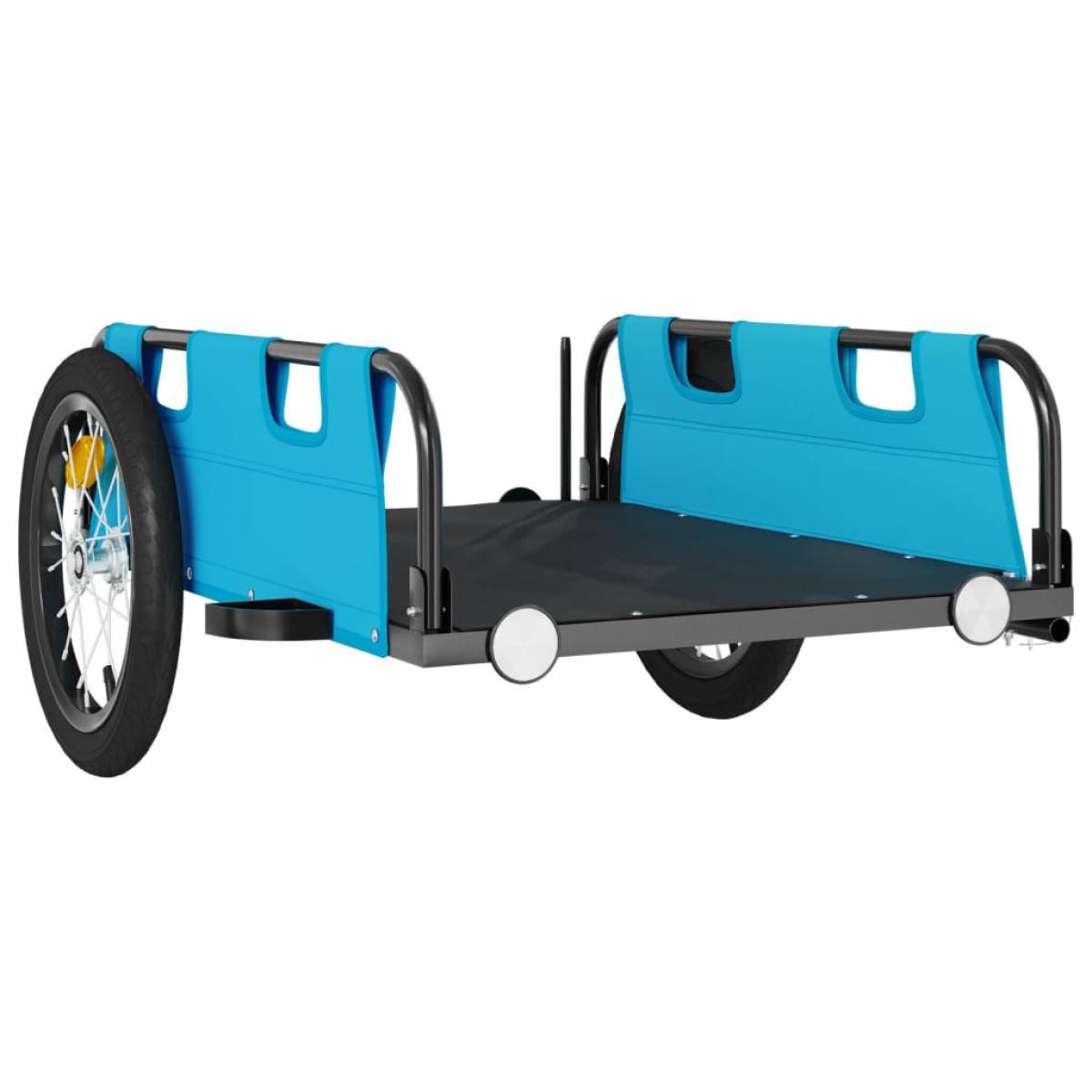 Remolque de carga para bicicleta hierro y tela Oxford azul