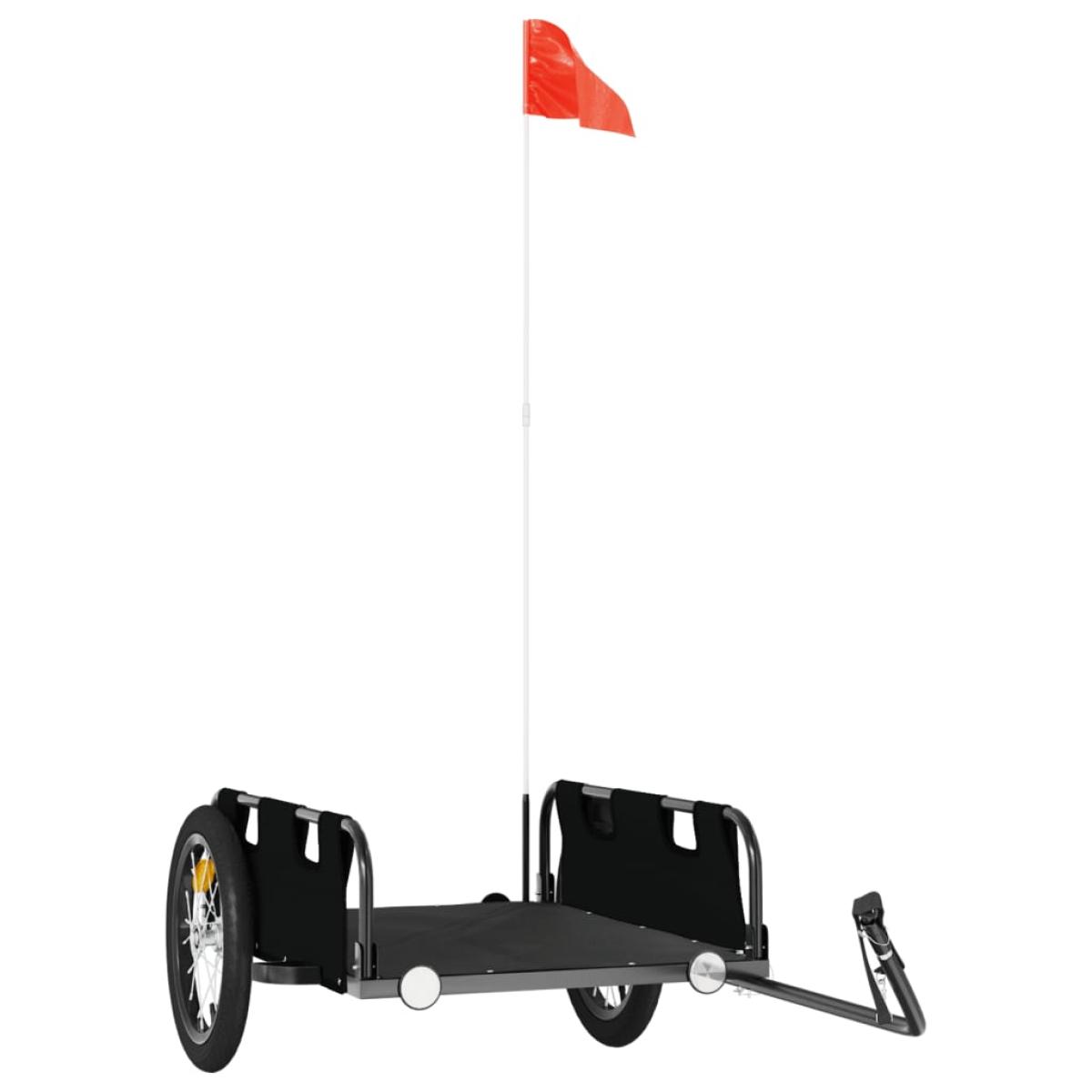 Remolque de carga para bicicleta hierro y tela Oxford negro