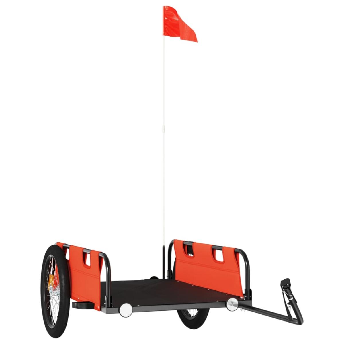 Remolque de carga para bicicleta hierro y tela Oxford naranja
