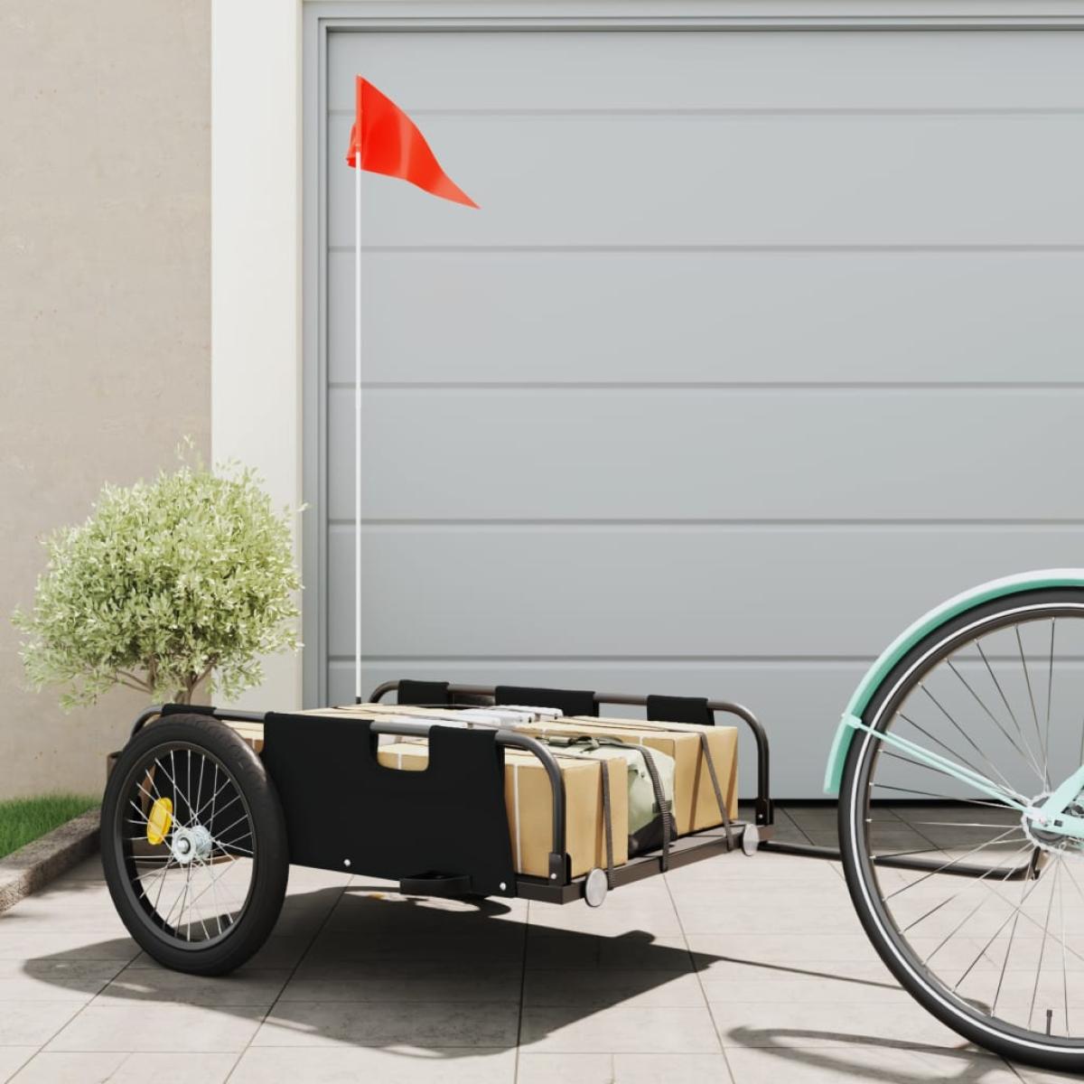 Remolque de carga para bicicleta hierro y tela Oxford negro