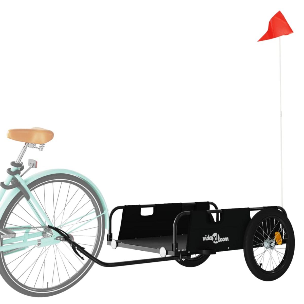 Remolque de carga para bicicleta hierro y tela Oxford negro