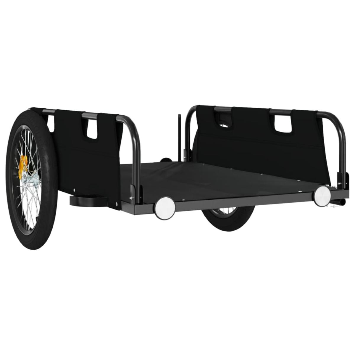 Remolque de carga para bicicleta hierro y tela Oxford negro
