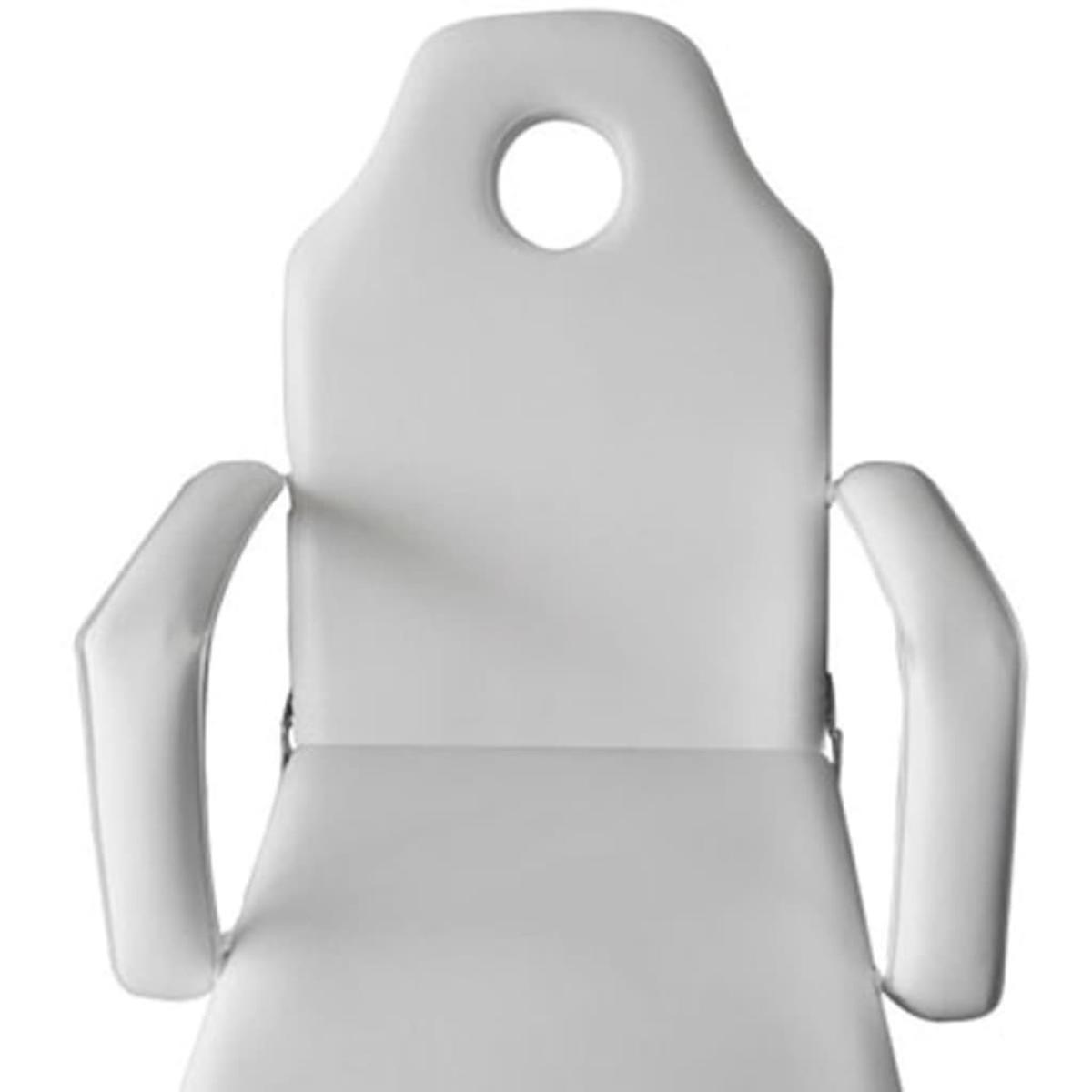 Silla de masaje y tratamiento con apoyo para piernas ajustable, blanca