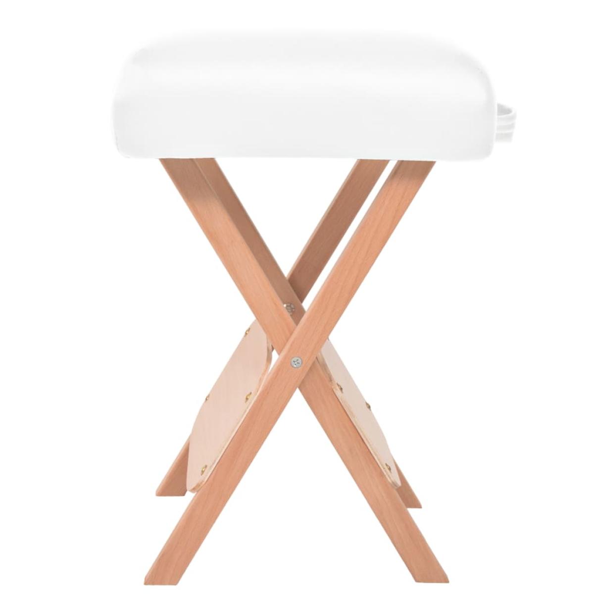 Taburete de masaje plegable 12 cm grosor y 2 cabezales blanco