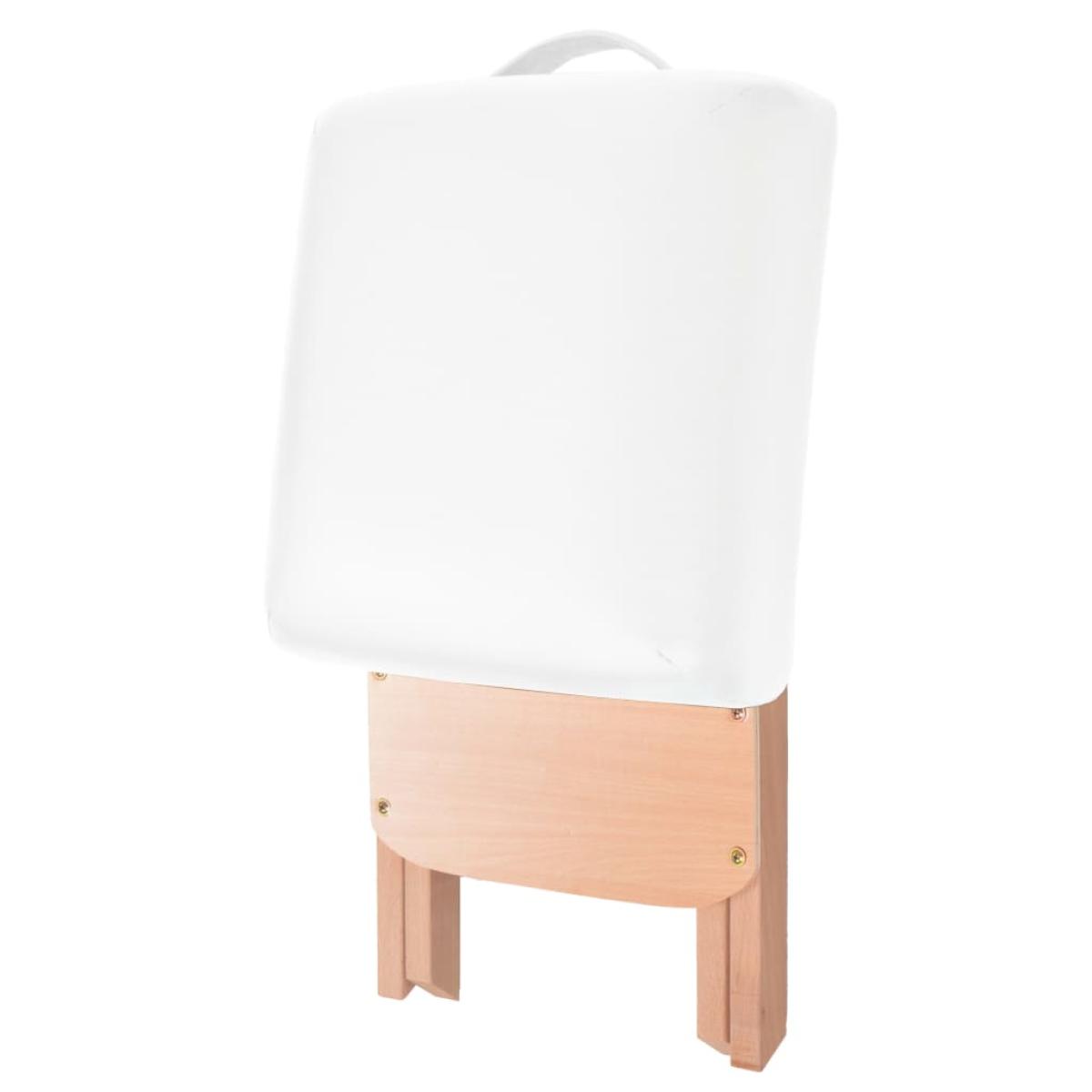 Taburete de masaje plegable 12 cm grosor y 2 cabezales blanco