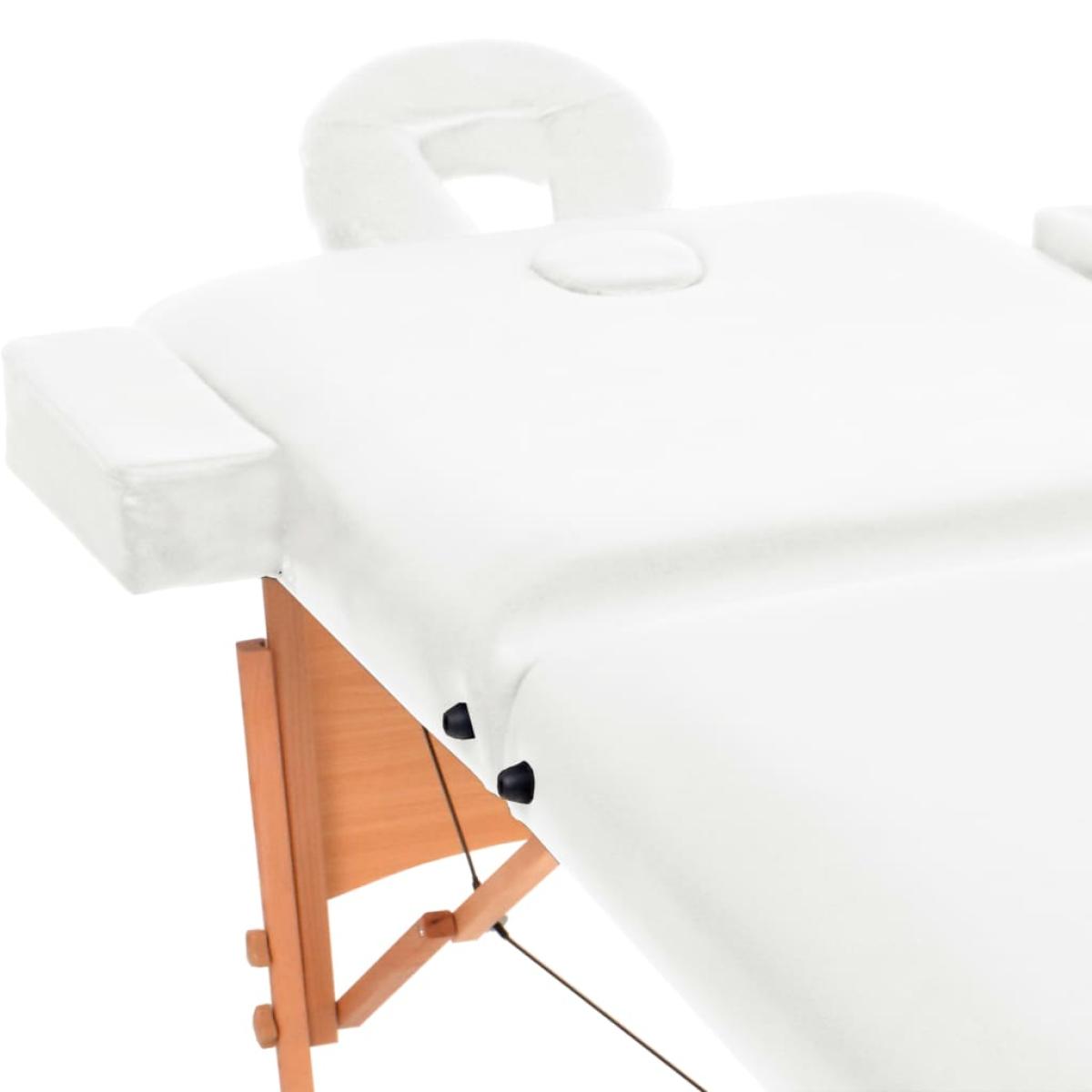 Camilla de masaje plegable 2 zonas 10 cm grosor blanca