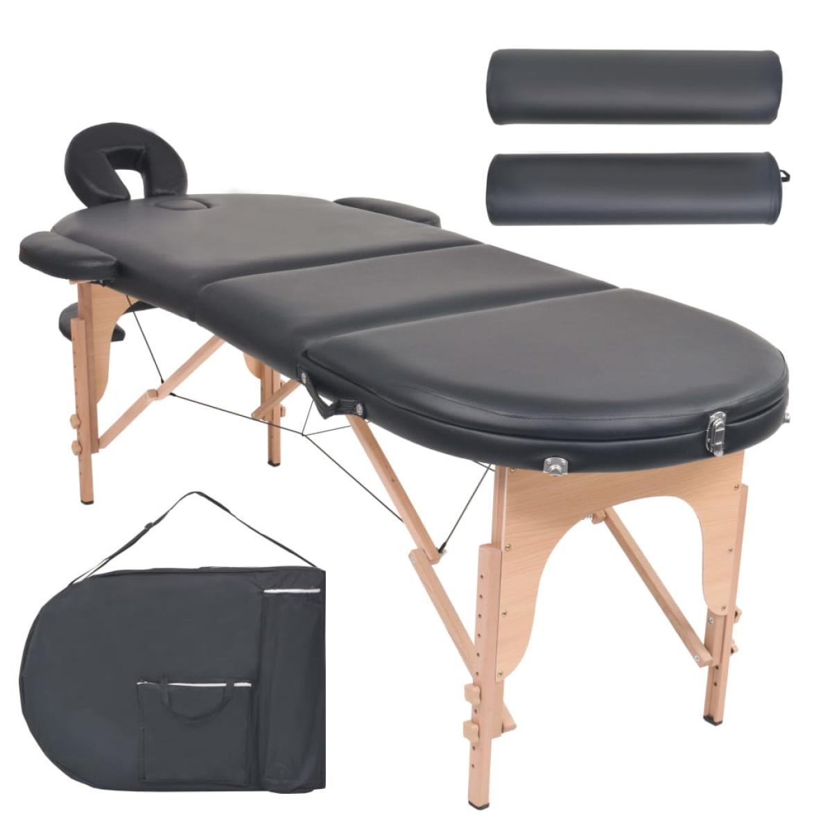 Camilla de masaje plegable 4 cm de grosor 2 cojines negro