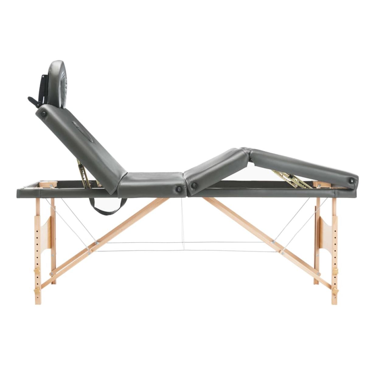 Camilla de masaje 4 zonas estructura madera antracita 186x68 cm